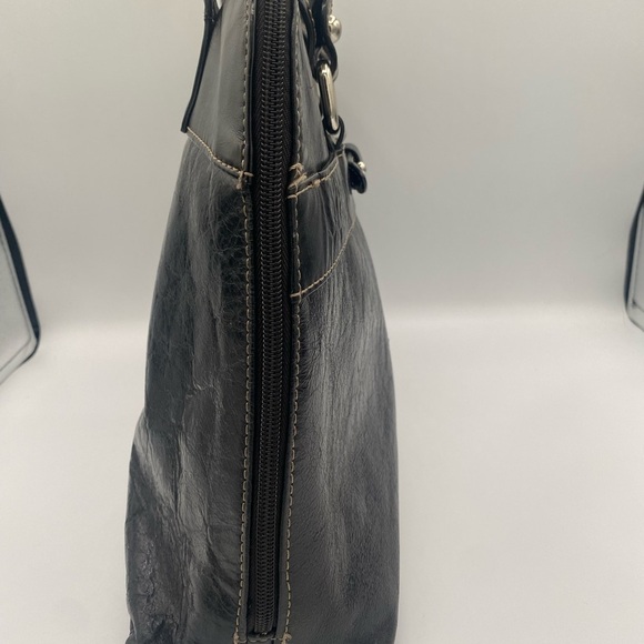 Giani Bernini black leather Laptop Work Bag Tote Briefcase Organizer - Picture 2 of 9